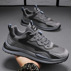 Enpor Sepatu Sneakers Pria Abu Casual Fashion Sport Sepatu Outdoor Santai Kekinian KSR708
