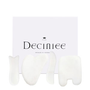 DECINIEE 4 Pcs Gua Sha Scraper Board Box Set Natural Jade Rose Quartz Xiuyu Face Massager Acupoint Meridian Muscle Relax Skin Lift SPA Massager Tools
