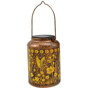 WU552 Waterproof Solar Lantern Vintage Style Metal Material Hanging Solar Light Hanging Design Hummingbird Design Decorative Light Garden Decor