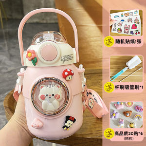 Kids Water Bottles with Straw 316 Stainless Steel Thermal Jug for Girls Cute Childrens 700ml Large Capacity Kettle Kawaii Cartoon Student School Travel Drinking Bottle