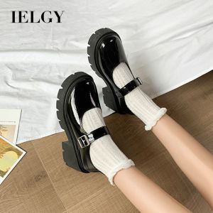 IELGY Mary Jane shoes big toe round toe thick heel thick bottom preppy Korean style small leather shoes women