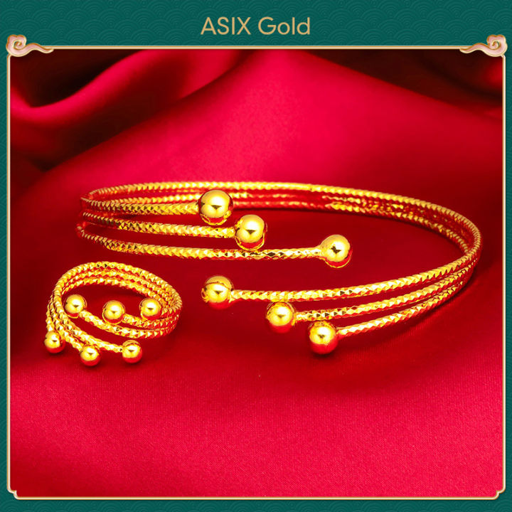 ASIX%20GOLD%20Original%20916%20Korea%20Gold%20Women's%20Bracelet%20Ring%20Set%20-%20Image%203