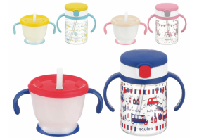 RICHELL AQULEA Clear Straw Training Mug + Straw Bottle Mug Set