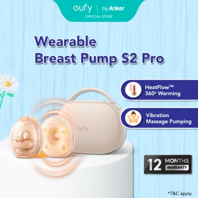 Eufy S2 Pro Wearable Breast Pump | HeatFlow™ Technology | Massage Mode | Hospital-Grade Suction | Ultra-Quiet