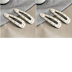 Black White Polka Dot Leather Hair Clips Fashion Simple Side Clip BB Clips for Kids & Women