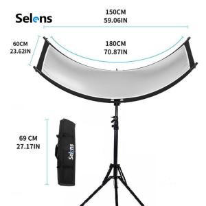 Selens Reflector 60x180cm（23.6x70.9inch） U-shaped Curved reflector with light stand and light stand bag reflector board Photo Lighting Accessories