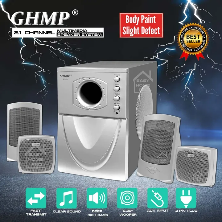 [PAINT DEFECT CLEARANCE STOCK] GHMP S-3300 4.1 Multimedia Speaker System (Power Bass) for Computer/TV/DVD Player/Mobile Phone