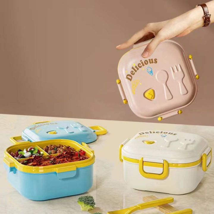 Double Layer Lunch Box Cartoon Kids Bento Box Microwavable Healthy ...