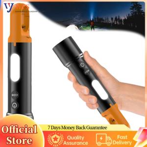 【Flagship】 Mini Flashlight High Brightness Torch Zoomable Strong Light Flashlight 4+4 Modes Portable LED COB Flashlight for Camping Hiking