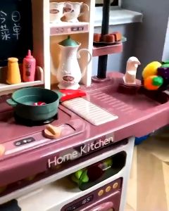 YBL-93cm Kitchen Toys for Girls Boys Big Size Real Steam Working Simulation Kitchen Playset Water Spray Lights Sounds 54-88PCS Pretend Cooking Tableware Play House Gift