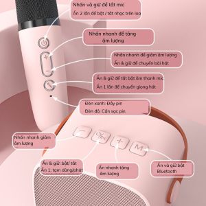 Bộ Loa Bluetooth + Mic Không Dây Mini Hát Karaoke Tại Nhà K12 loa bluetooth hát karaoke loa bluetooth mini Có Đèn LED đổi màu - Bảo Hành 1 Đổi 1 Từ Minh Khai Store