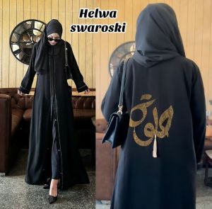 GAMIS ABAYA ARAB HITAM HELWA BISA BUAT OUTER 2 IN 1