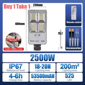 Solar Street Light Outdoor Waterproof LED 4000W Solar Light with Human Body Sensor Stable light