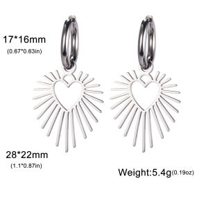 SKYRIM Womens Earrings Radiating Heart Pendant Stainless Steel Earrings Fashion Jewelry