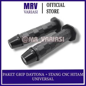 Promo paket handgrip + jalu stang cnc crome padat bisa untuk semua jenis motor grip model daytona