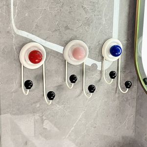 RIN9353 3Pcs  Household Hang Hooks Wall Hanging Traceless Shower Hooks Multifunctional Self-adhesive Punch Free Wall Hooks Door Entrance