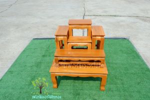 โต๊ะหมู่บูชาไม้สัก หมู่ 5 หน้า 5 ไม้สักแท้ กว้าง 47 ซม. ยาว 58 ซม. สูง 69 ซม.