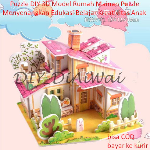 Puzzle DIY 3D Model Rumah Mainan Puzzle Menyenangkan untuk Edukasi