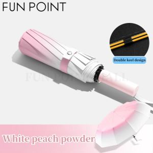 FUNPOINT 24 Ribs Automatic Umbrella Sweet Gradient Color Double keels Windproof UV Protection Sunscreen Large Size Sunny umbrella folding parasol