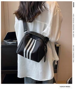 Large capacity striped shell crossbody bag Casual large capacity small bag Turtle shell bag