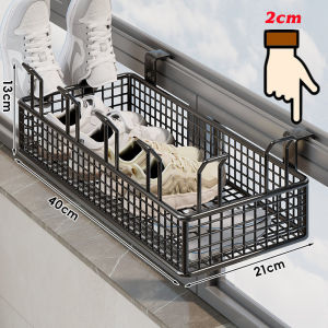 Multi-function Iron Hanging Outdoor Window Balcony Sock Shoe & Clothes Drying Rack Rak pengering kasut balkoni 阳台晾鞋架