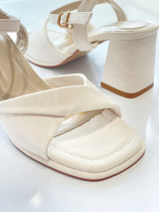 Sandal Nữ Merly 1641 Quai Xoắn Mềm Gót Cao 7cm Mờ Mịn Giày Cao Gót Công Sở Big Size 35-43 3 Màu Trắng/Đen/Nâu