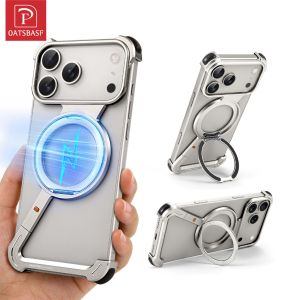 OATSBASF Z Case Metal Shockproof Phone Case with Magnetic Stand for iPhone 17 Pro Max/17 Pro/17 Air
