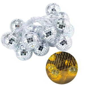 MIKE DUNBAR Mini LED Disco Ball String Lights Waterproof Multicolor LED String Light Fairy Lights USB Plug in Holiday String Lights Christmas Decoration