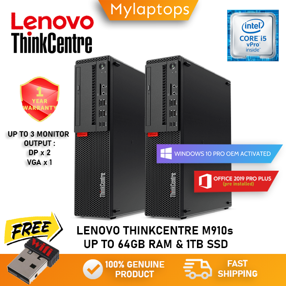 M910s LENOVO THINKCENTRE M910s SFF - CORE i5 vPRO / UP TO 64GB RAM DDR4 & 1TB ...