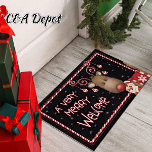 [Trang trí giáng sinh] Giáng Sinh Thảm Nhung Xmas Thảm Cho Phòng Khách Màu Đen Giáng Sinh thảm lót sàn chống trượt ông già noel thảm trải cửa vào Xmas thảm chùi chân Không Khí Giáng Sinh đồ trang trí giáng sinh cho gia đình Các Mặt Hàng Cây Giáng Sinh Flo