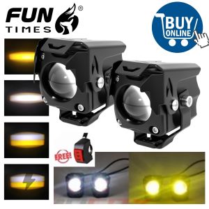 FUNTIMES Mini Driving Light For Motorcycle 4Modes Hi/Lo MDL Auxiliary Light Universal