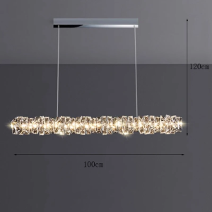 Long LED Ceiling Chandelier Luxury Crystal Pendant Light Cafe Living Room Restaurant Design Art Lamp Modern Ceiling Chandelier