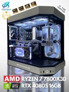 Custom Gaming PC Desktop Computer - AMD Ryzen 7 7800X3D + RTX 4080 SUPER 4080S 16GB - Gundam White-Black Aesthetic