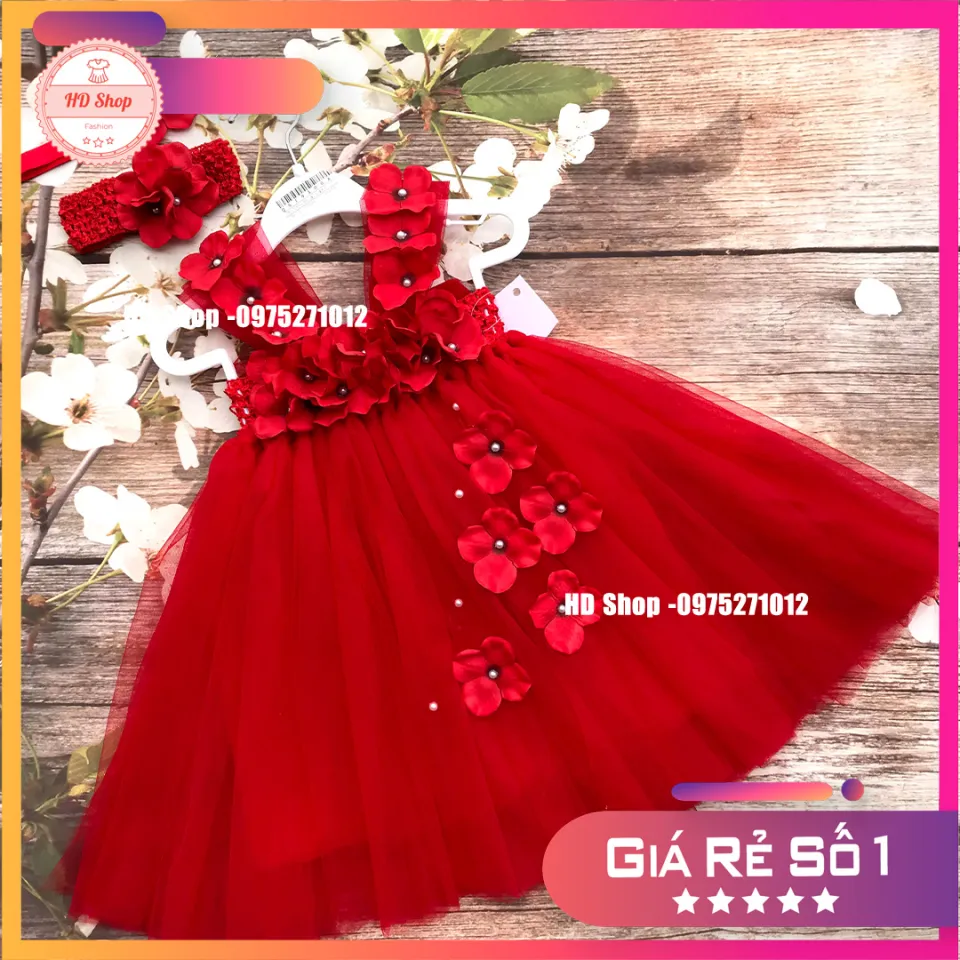 Mua Váy công chúa đầm công chúa thiết kế màu đỏ đính ngọc cho bé gái từ  8-35kg - Size 7 : 19 – 22kg tại Moms Choice | Tiki