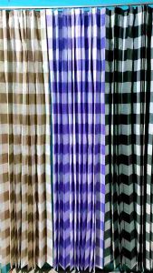 Gorden Plisket Motip Kotak Emily Bahan Katun Tebal Dan Halus Untuk Tirai Jendela Dan Pintu