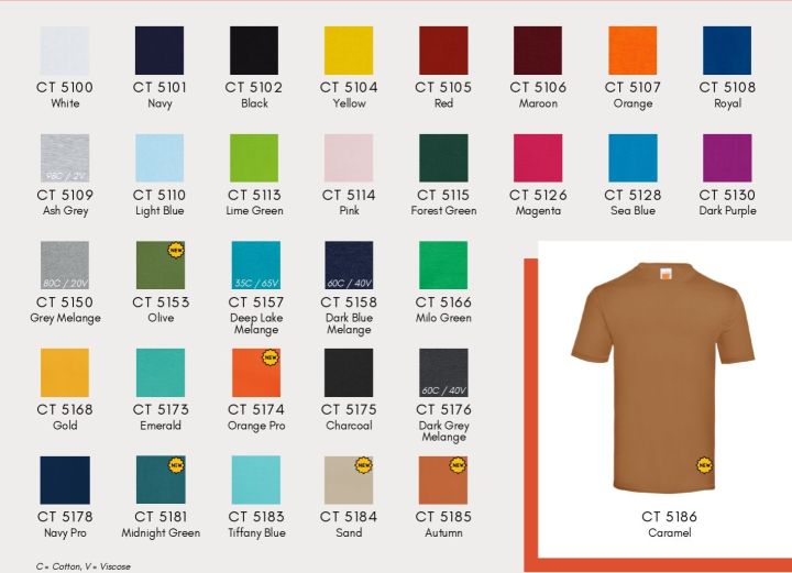 CT51 COMBO SERIES 100% COTTON COMFY PLAIN ROUND NECK SHORT SLEEVE