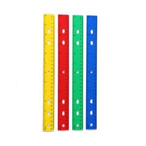 12Inch Clear Colorful Rulers with Hole Math Ruler Colorful Drawing Ruler with Inches Centimeters Scale for Measuring