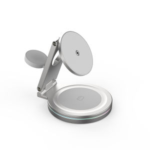 V22 Magnetic Wireless Charger 3-in-1 Folding Stand 360 ° Rotating Decompression Metal Zinc Alloy