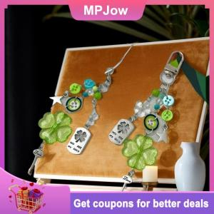 【MPJow】 1 Piece Star Colorful Button Pendant Anime Green Four Leaf Clover Cosplay Keychain Phone Chain Key Chain Jewelry Accessory Props