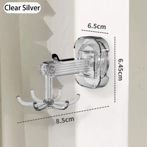 360° Rotatable Suction Cup Hook – 6 Claw Kitchen Punch-Free Wall Mounted Holder Multifunctional Rotating Hook for Spatula Storage Rack Bathroom Organizer Strong Adhesive Suction Cup No-Drilling Installation Heavy-Duty Load Capacity Space-Saving for