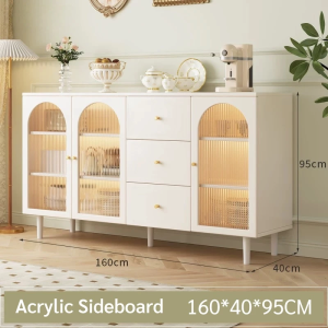 Rattan Sideboard with 2/3 Doors & Drawers - Multi-Functional Storage Cabinet for Kitchen Living Room or Coffee Table Organizer