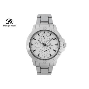 PhiLipe Ricci Jam Tangan Pria Rantai Analog Diameter Bulat Ukuran Sedang Strap Tali Besi Gaya Modern Formal 5024 Free BOX