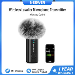 NEEWER Wireless Lavalier Microphone Transmitter App Control for iPhone Android Phone Noise Cancelling 8Hrs Battery Magnetic Mini Clip On Lapel Lav Mic for Video Recording Streaming Vlogging KM23B