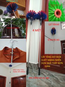 (chổi 4m)Chổi quét mạng nhện cây tăng đơ inox vệ sinh trần nhà đồ lau bụi trên cao làm cán vợt cá sào treo chim cọc mắc mànmóc cành câyphơi quần áo