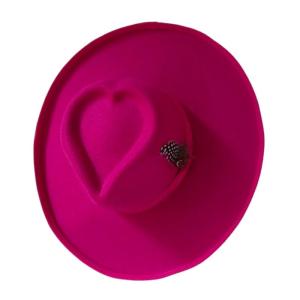 Thanh lịch homburg tim Top Styling hat với rộng vành phẳng rộng vành mũ miền Tây cho mặc giản dị