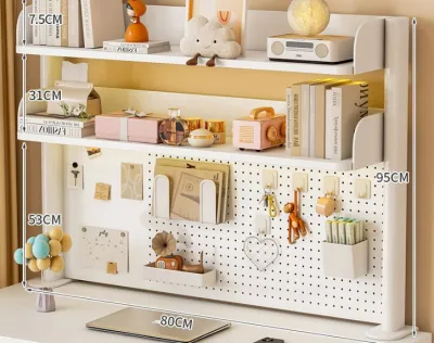IIKKPP ชั้นวางของบนโต๊ะ pegboard ตั้งโต๊ะ ชั้นวางของบนโต๊ะคอมพิวเตอร์ ชั้นเก็บของบนโต๊ะทำงาน ไม่ใช้พื้นที่ จัดเก็บของเป็นระเบี