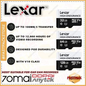 ♥100%Original Product+Free Send adapter+card reader♥Lexar 32 64 128GB High Endurance Micro SD Card microSDXC microSDHC UHS-I Card C10 U3 V30 100MB/s DDPAI 70mai SD Card Cam Recorder