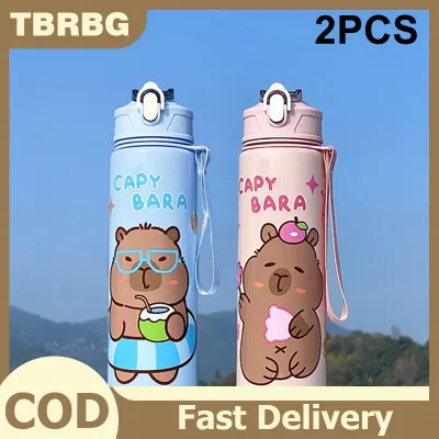 TBRBG 800ml Cartoon Capybara Water Bottle Plastic Water Cup Portable Large Capacity With Straw Water Bottle Travel Outdoor