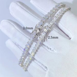 D Color Princess Cut Moissanite Tennis Chain Bracelet 925 Sterling Silver Women Moissanite Bracelet Bangles Hiphop Gift moissanite hiphop bracelet moissanite bracelet for women men