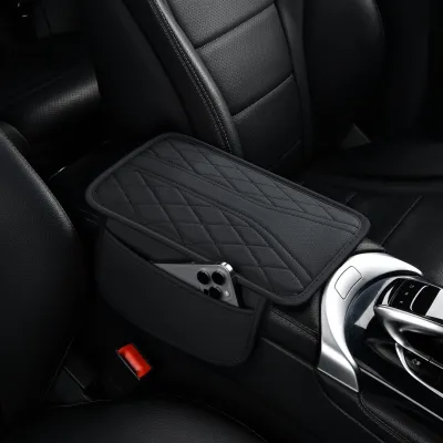 (Local Stock) 4IN 1 Car Armrest Storage Car Center Console Organizer With Cup Holder Tissue Universal PU Leather Armrest Pad For Car SUVs Trucks